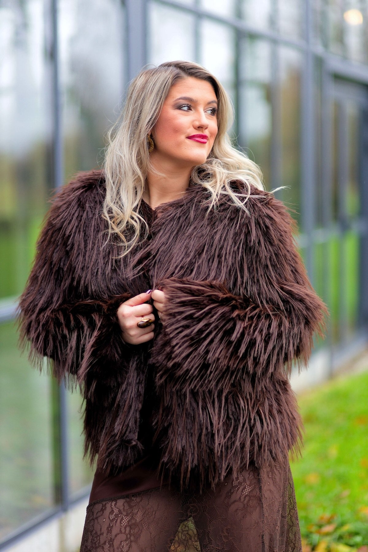 Manteau Fourrure à Poils Longs