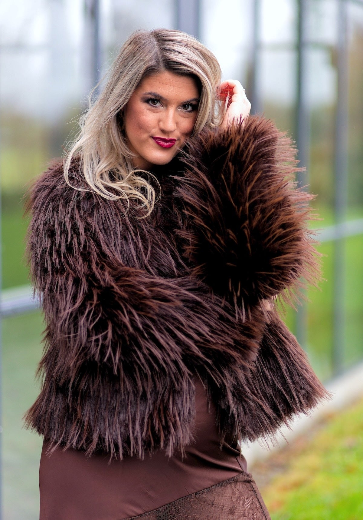 Manteau Fourrure à Poils Longs