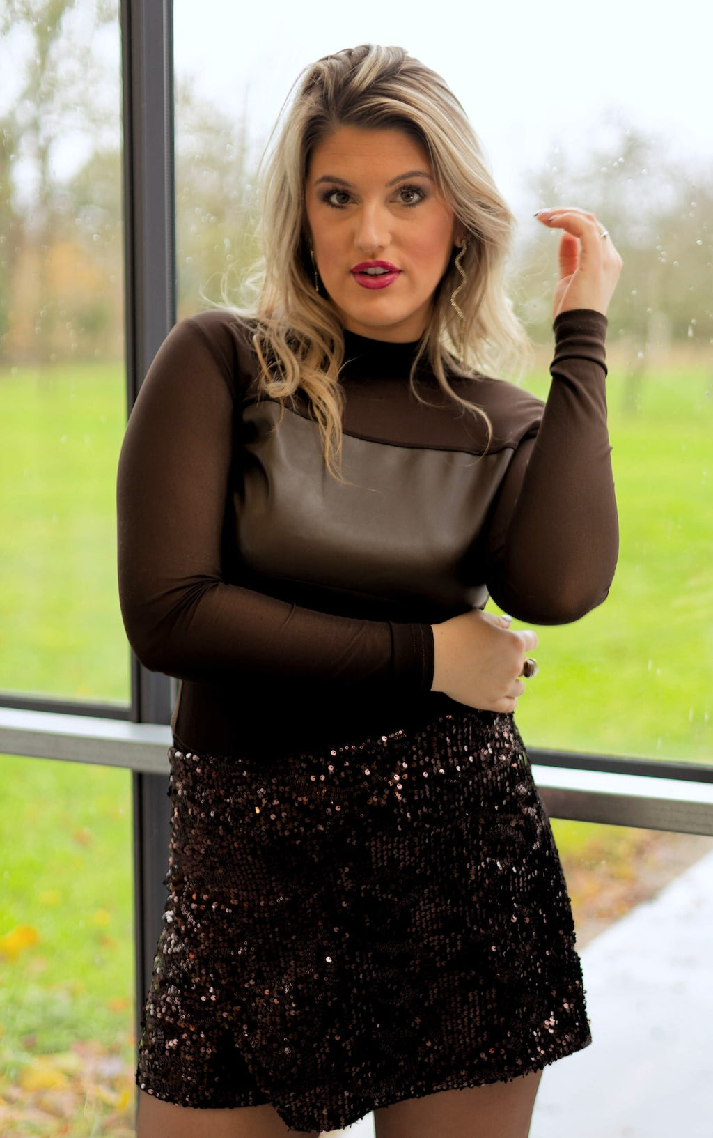 Top en Résille & Simili Cuir