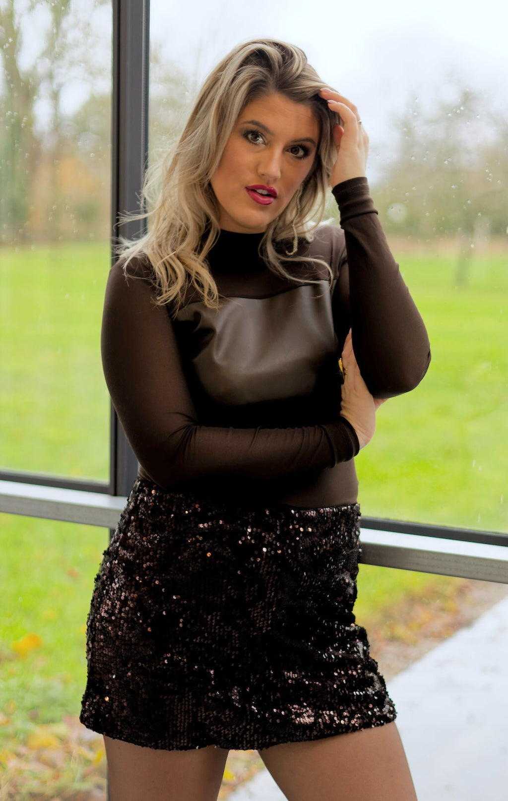 Top en Résille & Simili Cuir