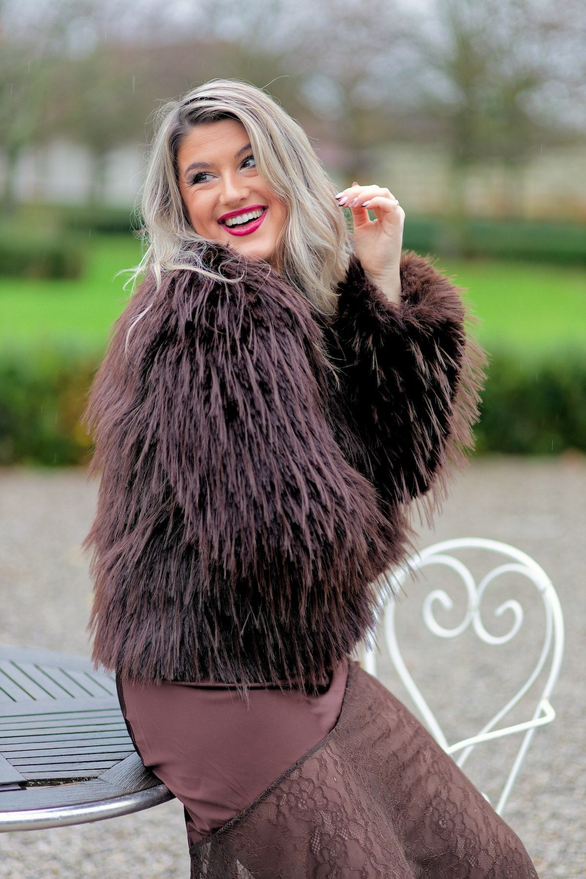 Manteau Fourrure à Poils Longs