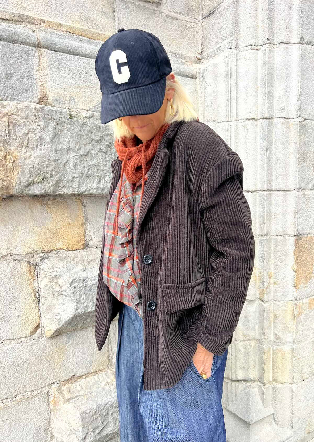 Blazer Souple en Velours Côtelé