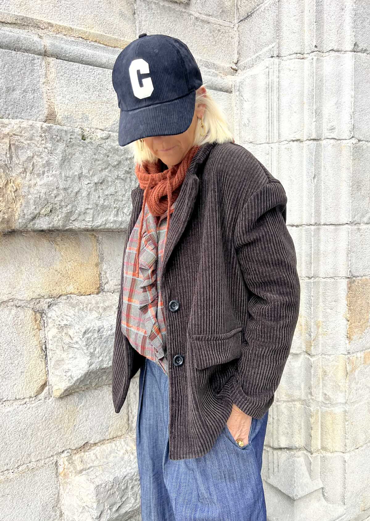 Blazer Souple en Velours Côtelé