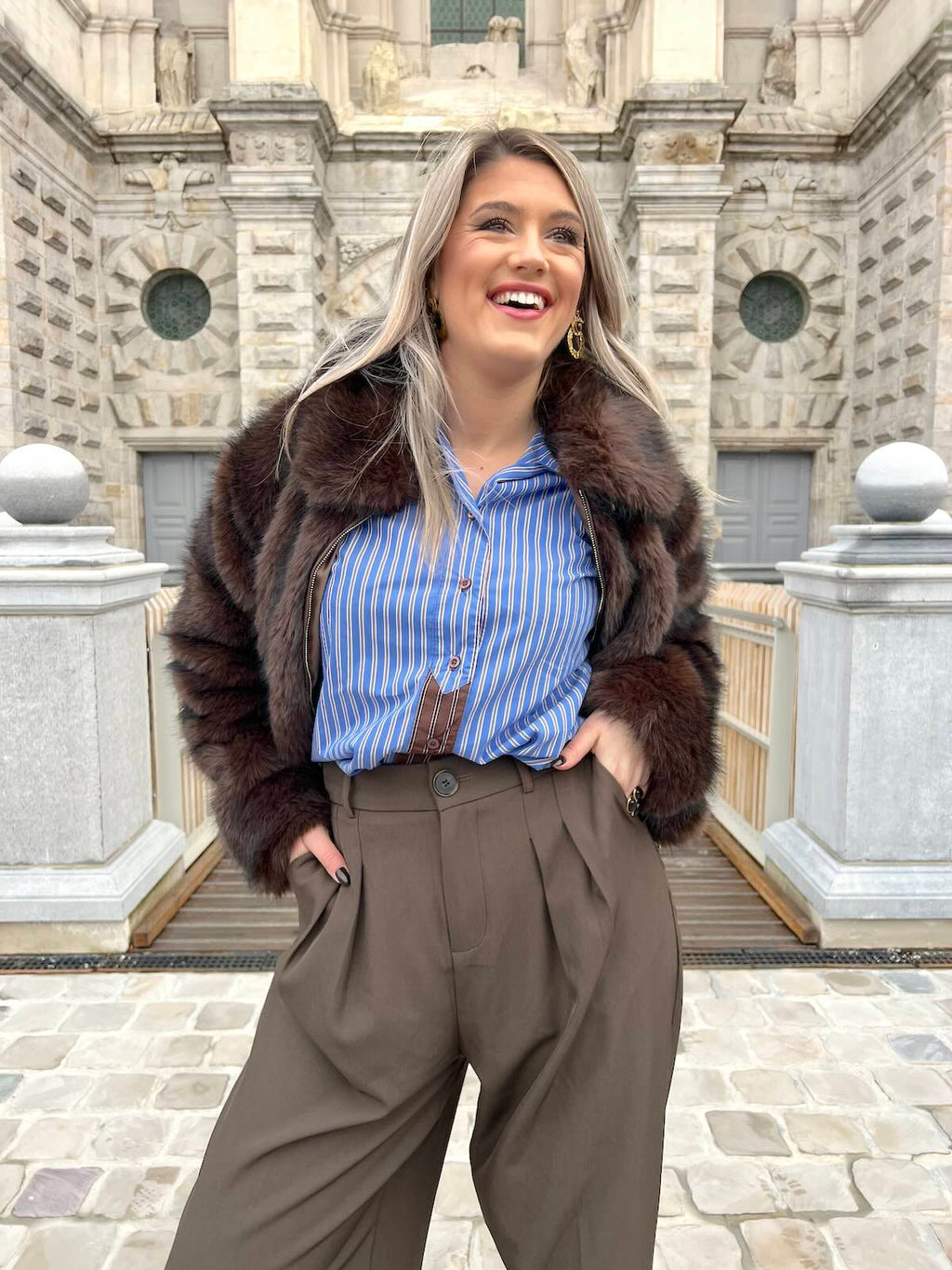 Chemise Rayée Bleue et Marron