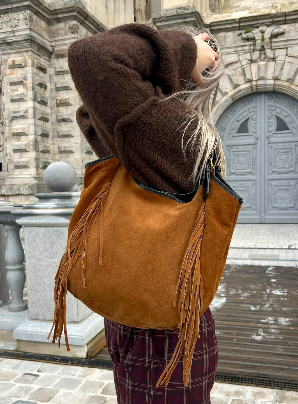 Grand Sac à Franges en Cuir