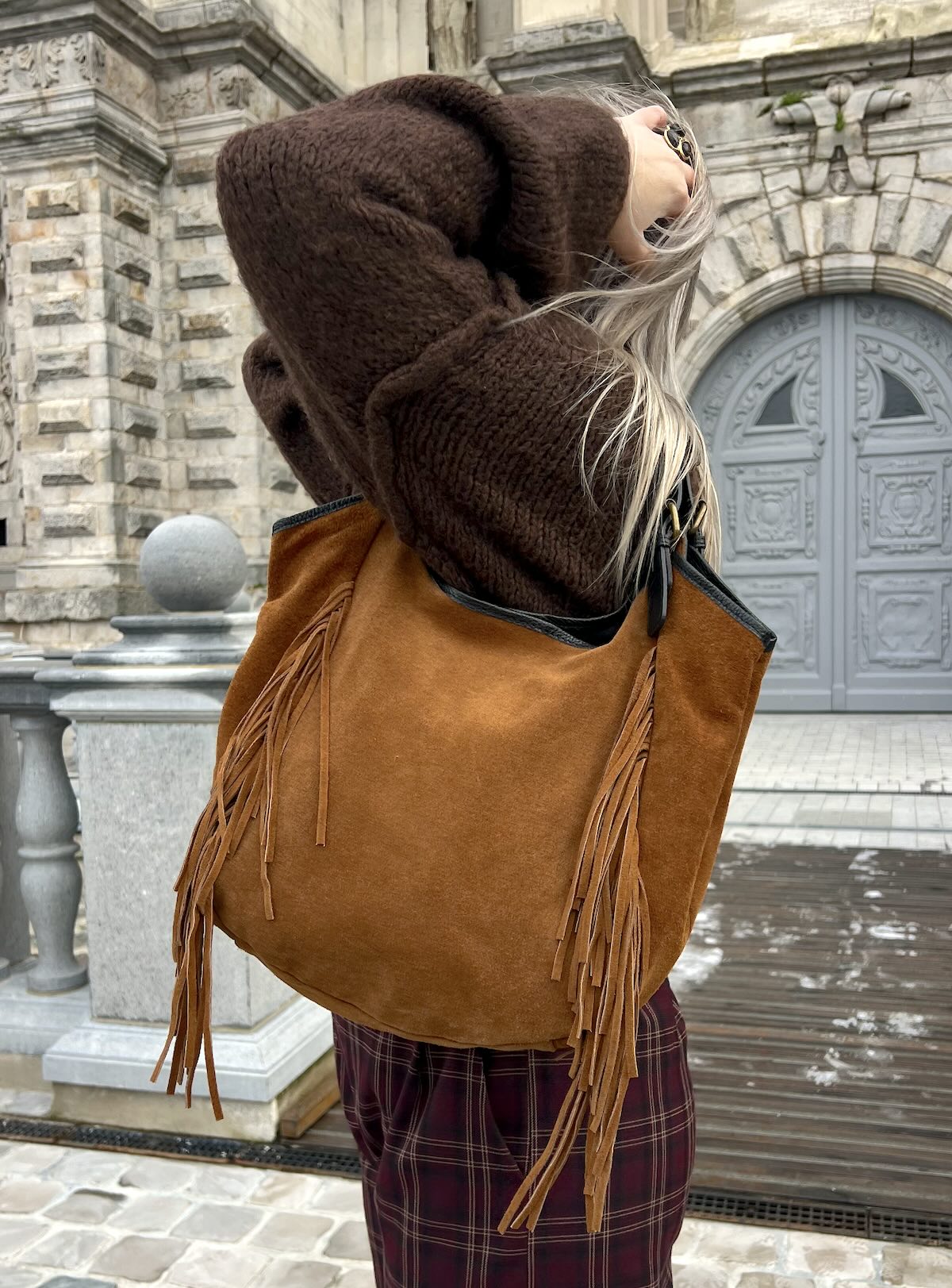 Grand Sac à Franges en Cuir